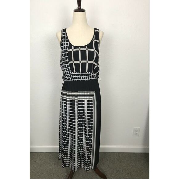 Michael Michael Kors Plaid Pleated Midi Tank Dress Lined FLAWS - Picture 1 of 12